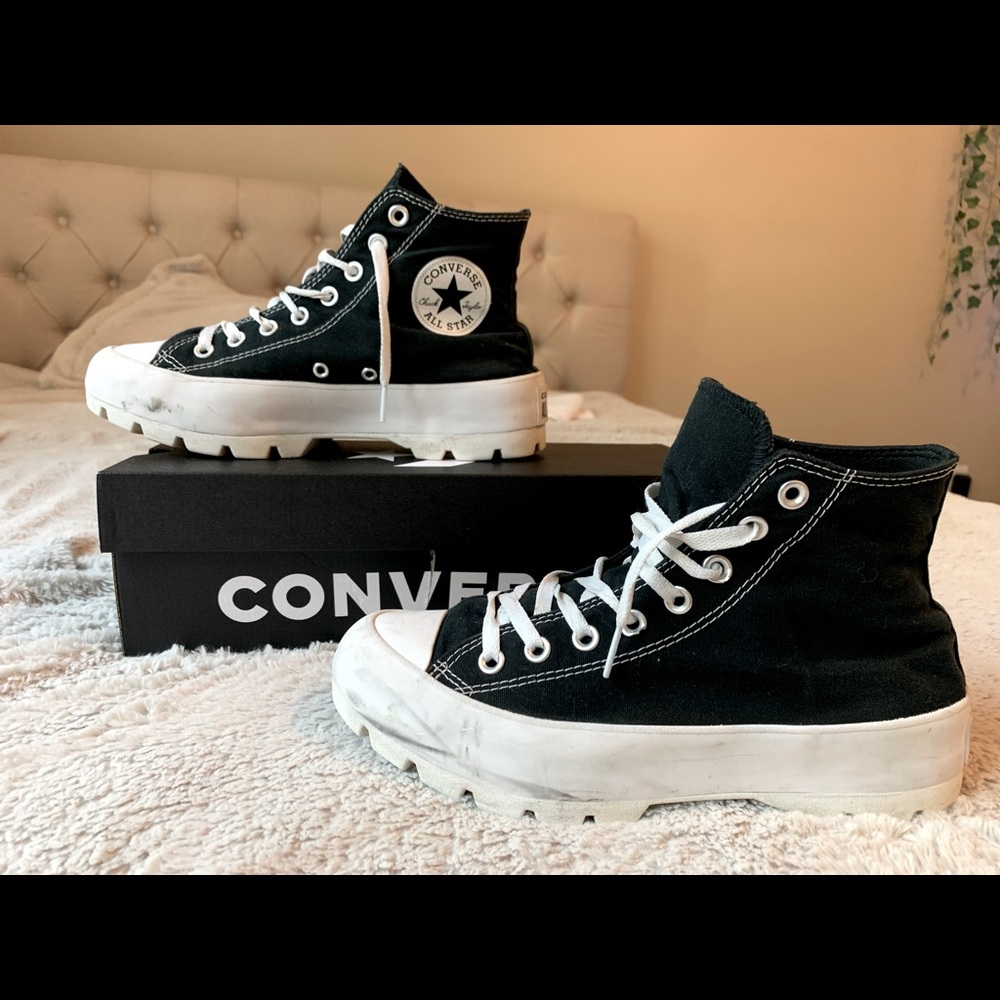 Black platform converse size 9 in womens